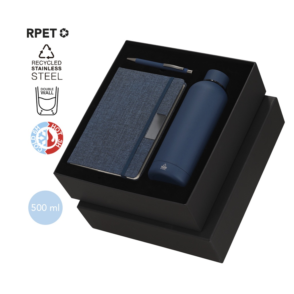 Kit de libreta + bolígrafo + squeeze mod. 22366